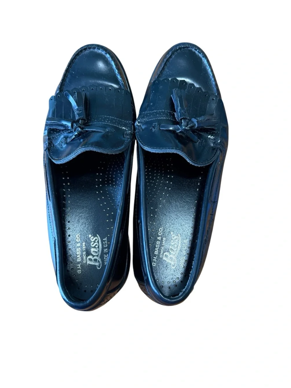 G.H. Bass Vintage Weejuns Tassel Kiltie Loafers Mens Size 9.5D Black Leather USA